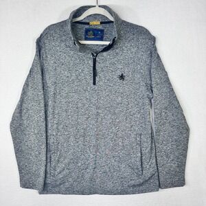 Rugby University Mens Quarter Zip Pullover Grey Space Dye Extreme Stretch Small